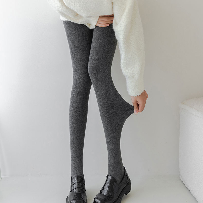 Autumn and Winter Cotton Thermal Leggings for Women, Petite, Segmented, Slight Compression, One-Line Gusset, Fleece-Lined, High-Waisted, Outerwear, Integrated Cotton Pants