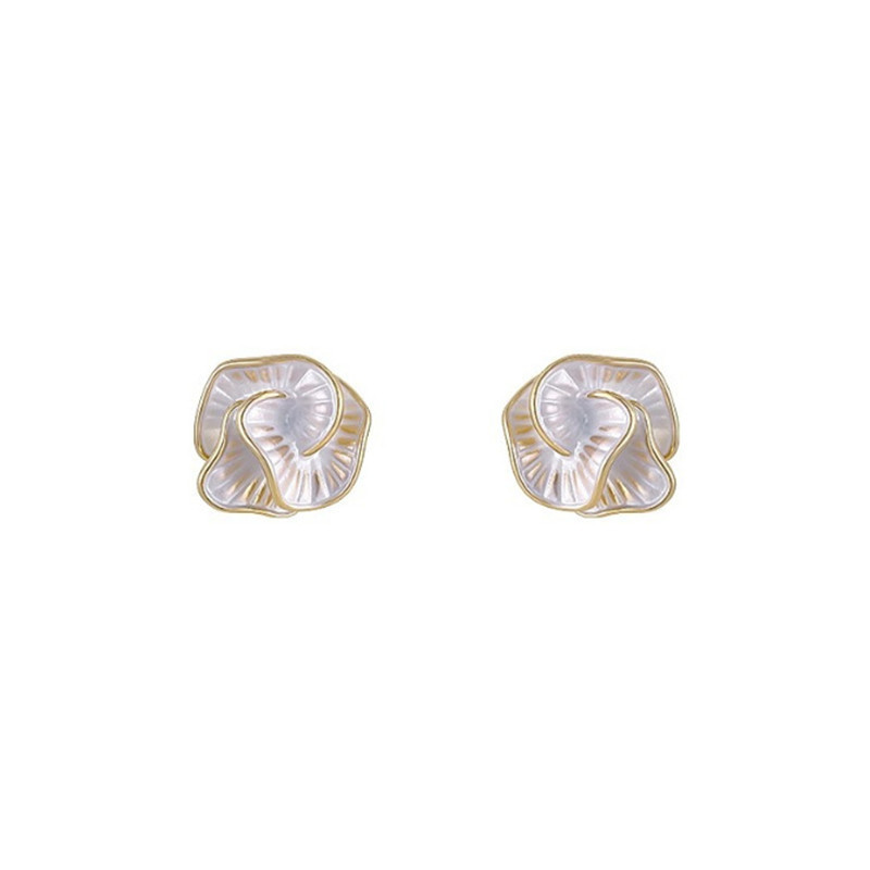 Korean Light Luxury Fashion Camellia Stud Earrings Ins Niche Design Minimalist Style Earrings Versatile High-End Earrings