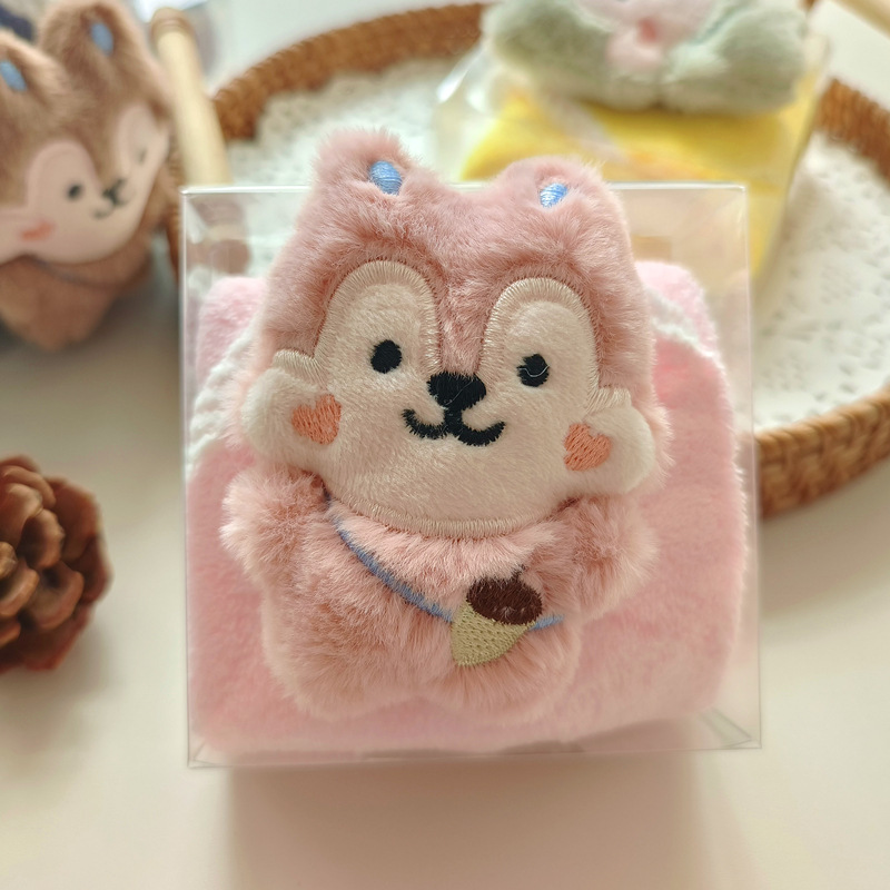 Cute Nuts Squirrel Towel Thickened Coral Fleece Towel Hand Gift Children's Baby Gift Style Towel