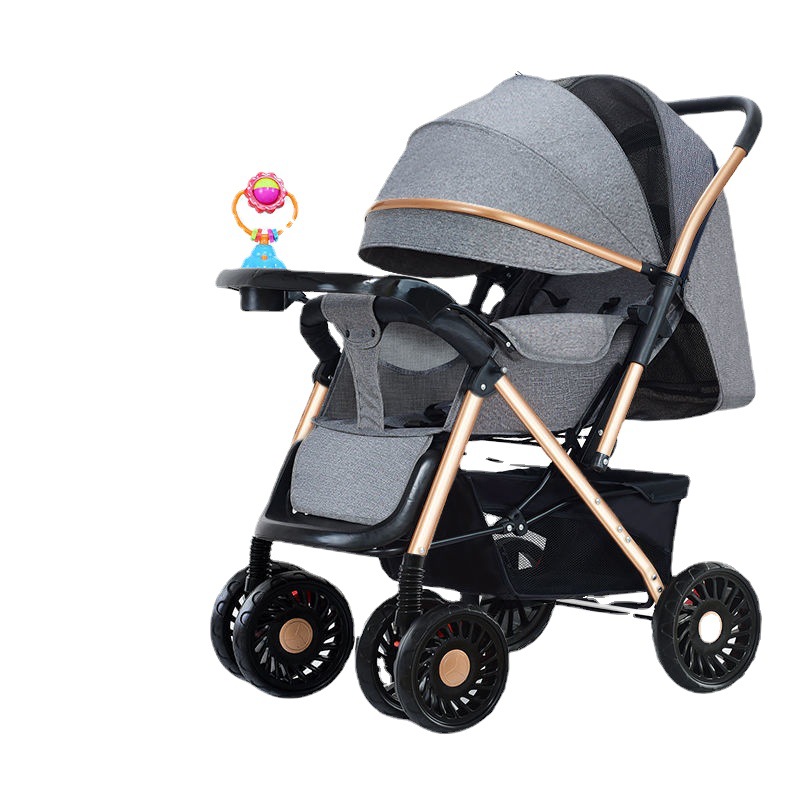 Folding Baby Stroller Can Sit and Lie Down, Lightweight Four-Wheel Shock-Absorbing Stroller, Baby Stroller, Out Stroller