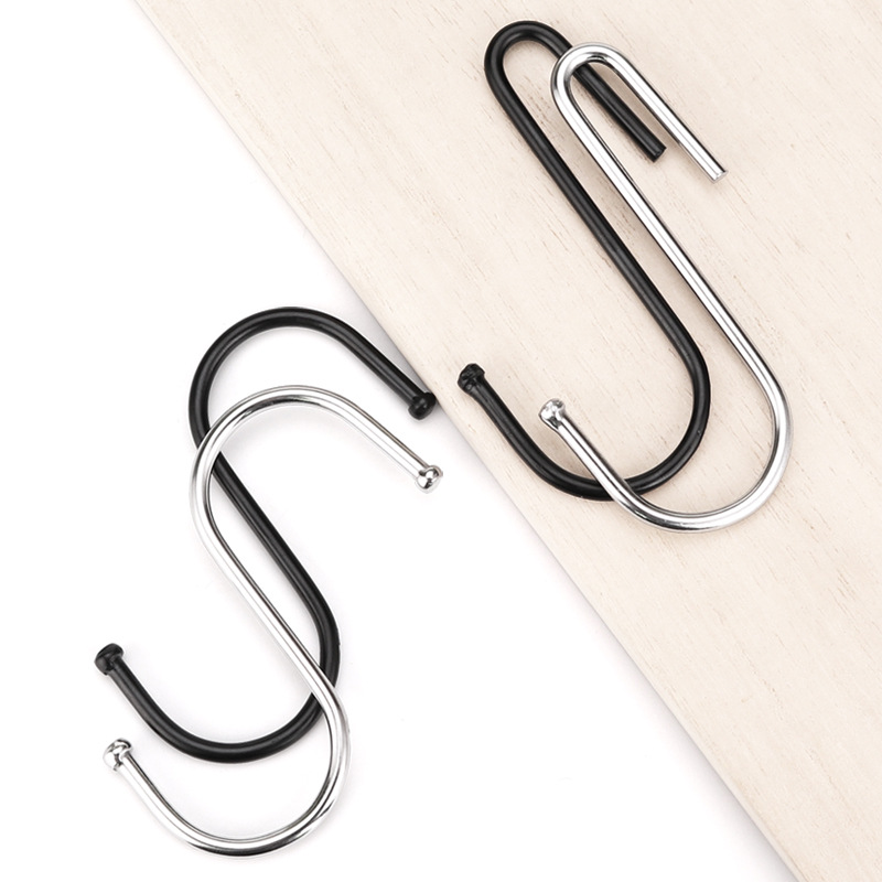 Stainless steel S hook Black multi-purpose crossbar S hook Yama home flower basket thin curved S hook manufacturers wholesale