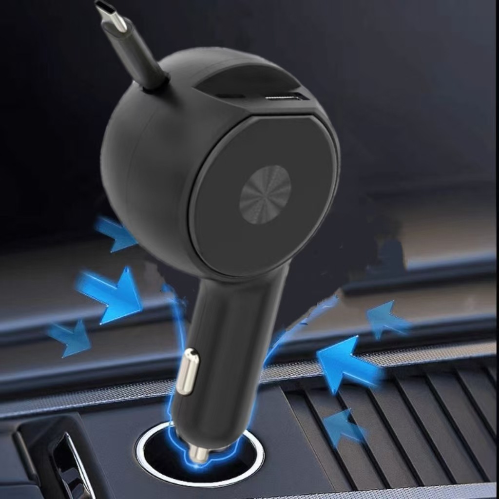 Suitable for Retractable Cable Car Charger, Super Fast Charging 90W Smart Dual Cigarette Lighter Car Charger, Gift High-Power