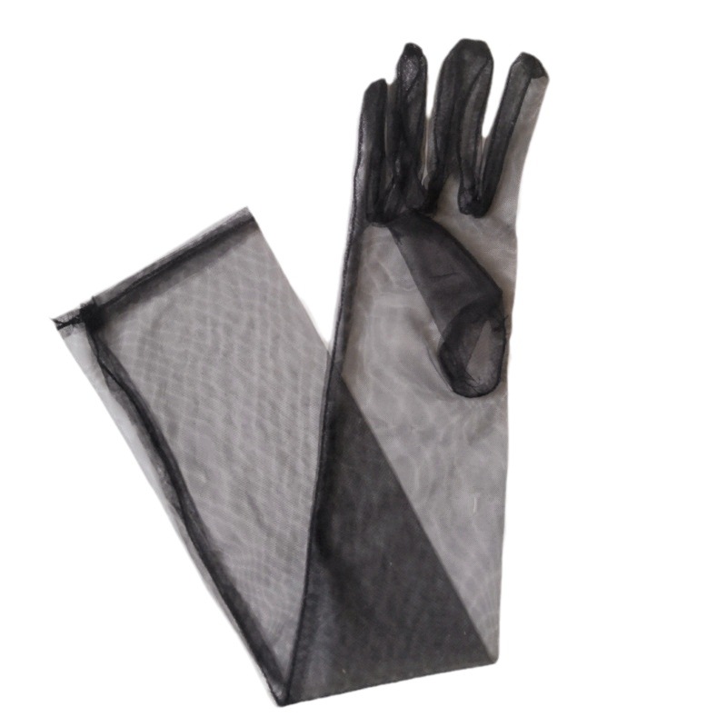 55cm Long 70cm DIY Sheer Plain Bridal Wedding Dress Gloves Sexy Black and White Wine Red Mesh Wedding