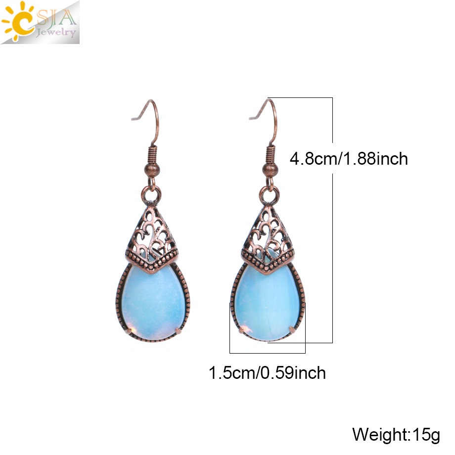 Europe and the United States foreign trade cross-border e-commerce wholesale retro red stone powder crystal natural stone drop crystal earrings earrings