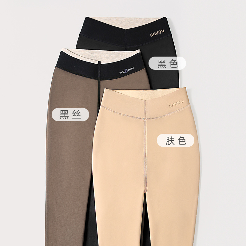 Extra Thick Autumn and Winter High Waist Leggings Women's fleece-lined Thickened Light Leg Artifact Water Muscle Small Warm Pantyhose