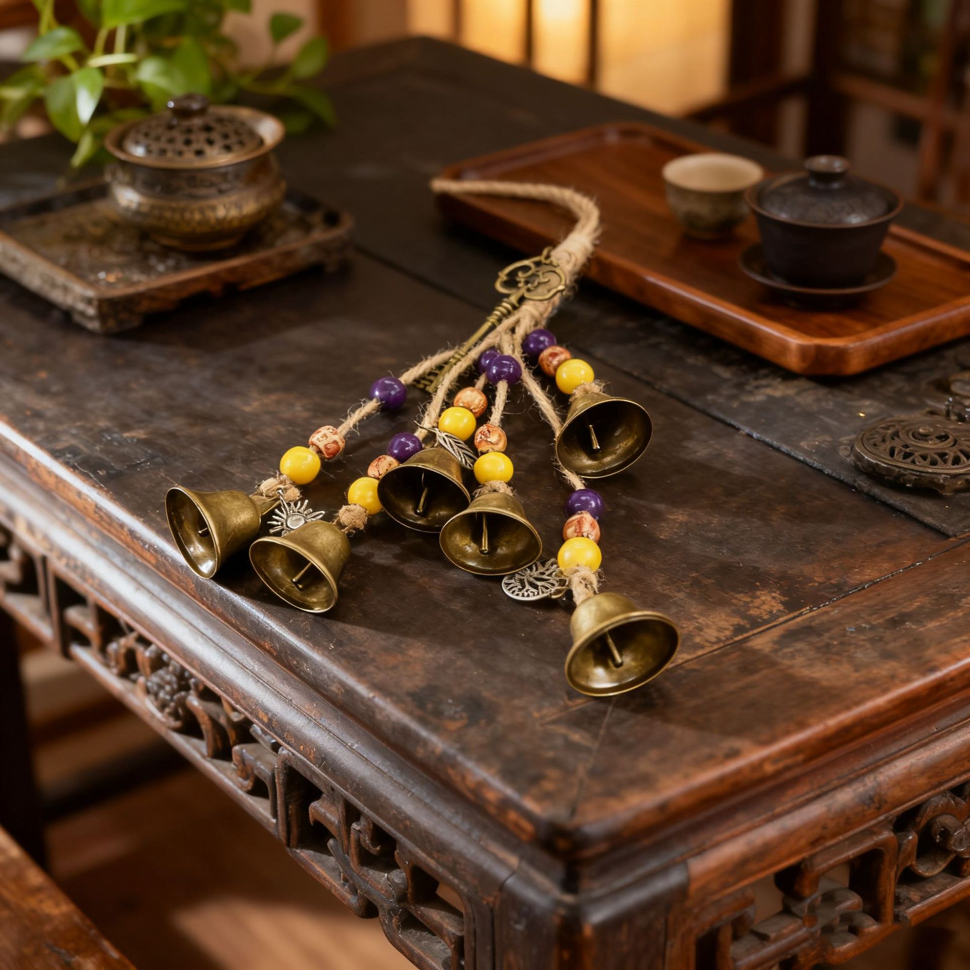 Colorful Wooden Beads Hand-Woven Bell/Witch Protection Bell/Vintage Protection Bell/Temu Supply