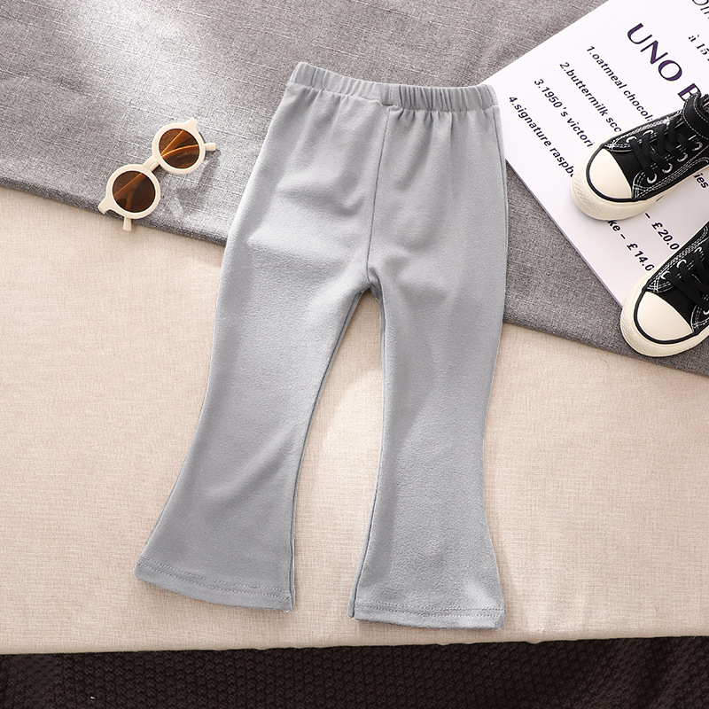 Girls' Leggings Autumn and Winter Korean Style Children's Leggings for Young Children, Flared Pants, Flat Waist, Warm Girls' Flared Pants