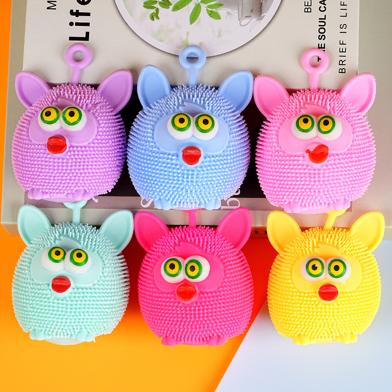 Protruding-Eyed Owl Pinchable Fur Ball Children's Cartoon Luminous Toy Flash Vent Decompression Toy Wholesale