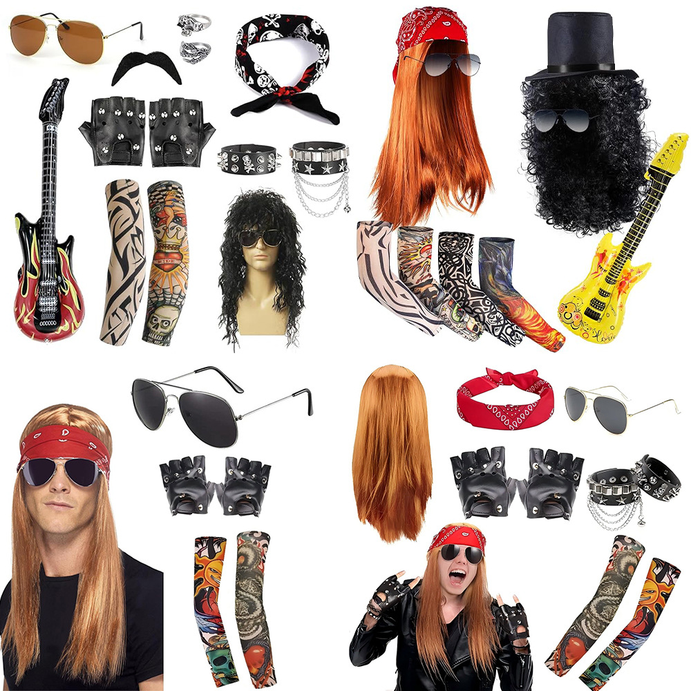 Лучший парик на Хэллоуин на Amazon, стиль 60-70-80-х, панк-костюм, золотые длинные прямые волосы, головной убор