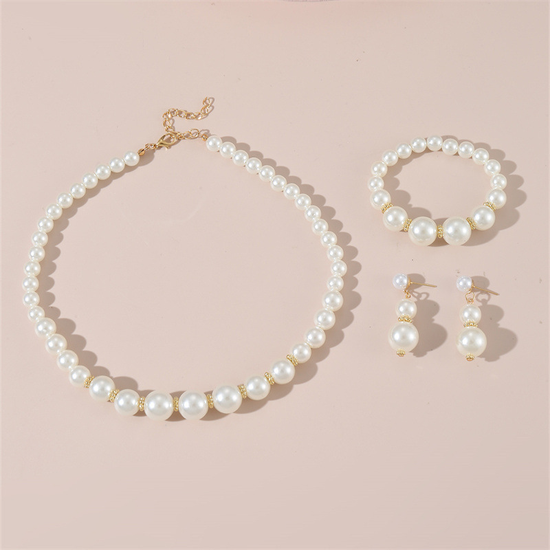 Cute and Sweet Beaded Children's Necklace Imitation Pearl High-End Girl Necklace Set Pearl Jewelry Accessible Luxury