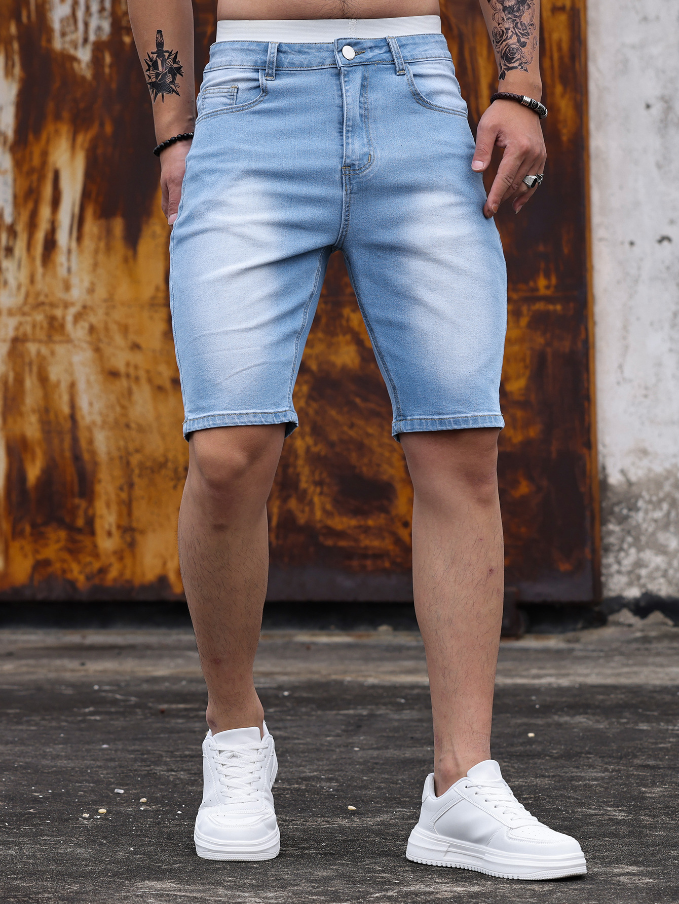 Across Europe and the United States men's stretch Denim shorts Amazon AliExpress men's new Denim shorts new