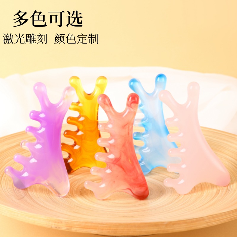 Резиновая массажная доска для лица, специальная для меридианов, гуаша, не сандаловая, четырехв одно массажная расческа для скальпа