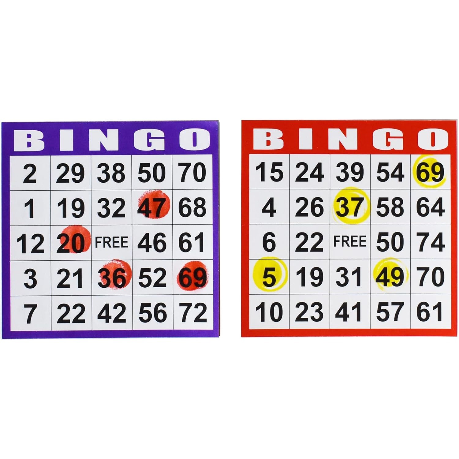 500 Colorful Bingo Paper Cards Game Cards 4X4 Portable and Durable