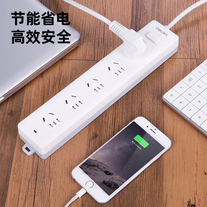 Deli 18254 Household Socket 3m5 Combination Jack 3m Patch-and-outlet Patch-and-outlet Patch-and-outlet Patch-and-outlet Power Cord Patch-and-outlet