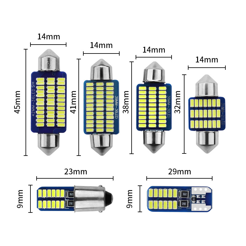 Car double pointed light reading light LED license plate light door light roof light T10 width light 36MM31 combination suit