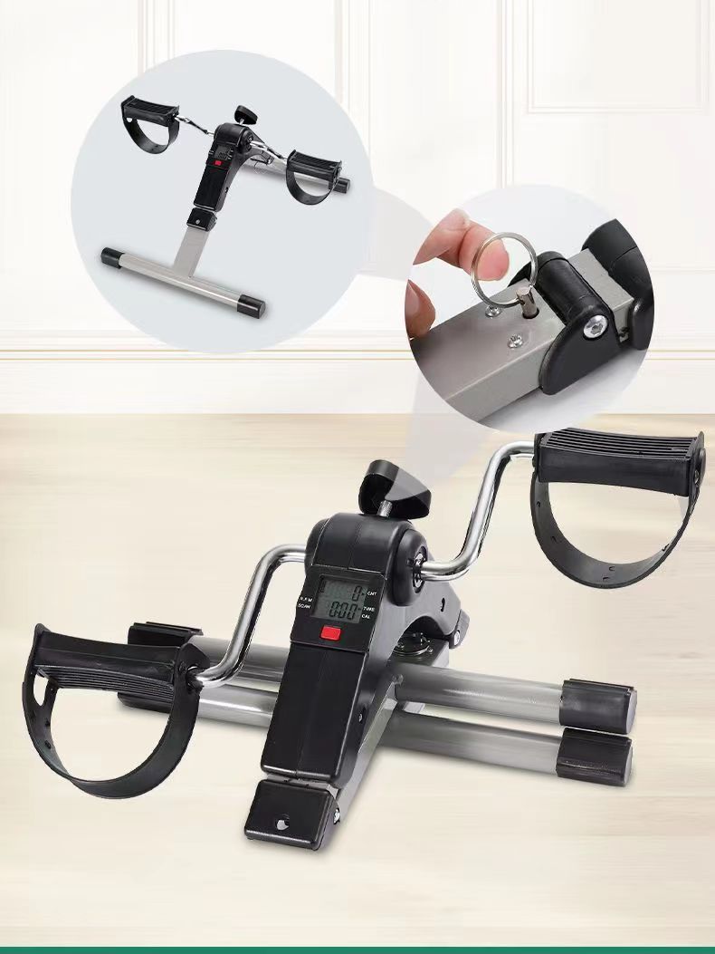 Foldable Mini Exercise Bike Bicycle with Display Simple Elderly Family Arm and Leg Trainer