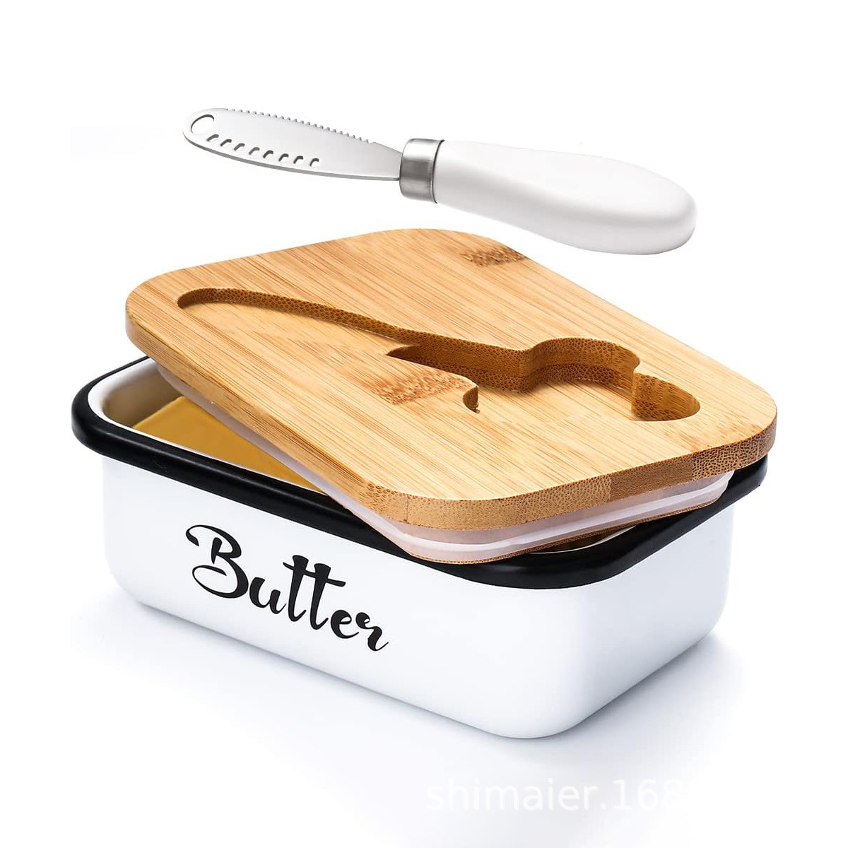 in stock Amazon Temu Hot Sale Iron Spray Paint Butter Dish Western Cheese Box Butter Box Butter Storage Box