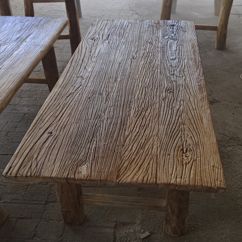 Old Elm Door Panel Table, Retro Large Board Table, Nostalgic Bar Table, Old Wooden Board, Log Table, Weathered B&B Hotel Tea Table