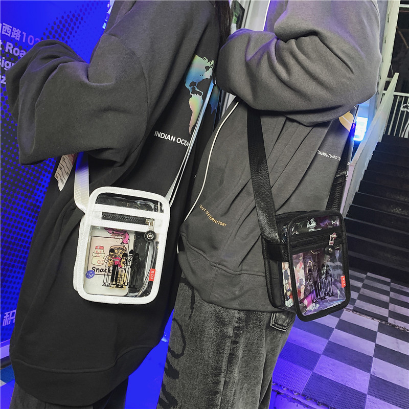 Ins Japanese Style Harajuku Vintage Style Bear Girl Crossbody Bag Korean Retro Chic Cute Soft Girl Transparent Small Bag
