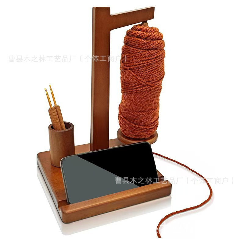Bamboo bobbin rack easy to install high performance magnet hand-woven crocheted rotating yarn rack
