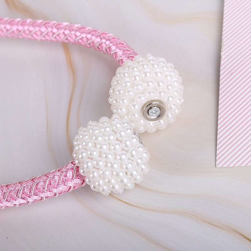Punch-free curtain strap rope curtain strong magnetic pearl buckle hanging ball self-priming window decoration accessories manufacturers wholesale