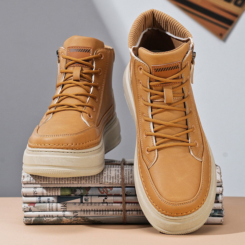 Popular Men's Shoes 2025 New Outdoor Hiking Casual Boots Men's Autumn and Winter Shoes Men's Trendy Shoes Thick-Soled High-Top Shoes