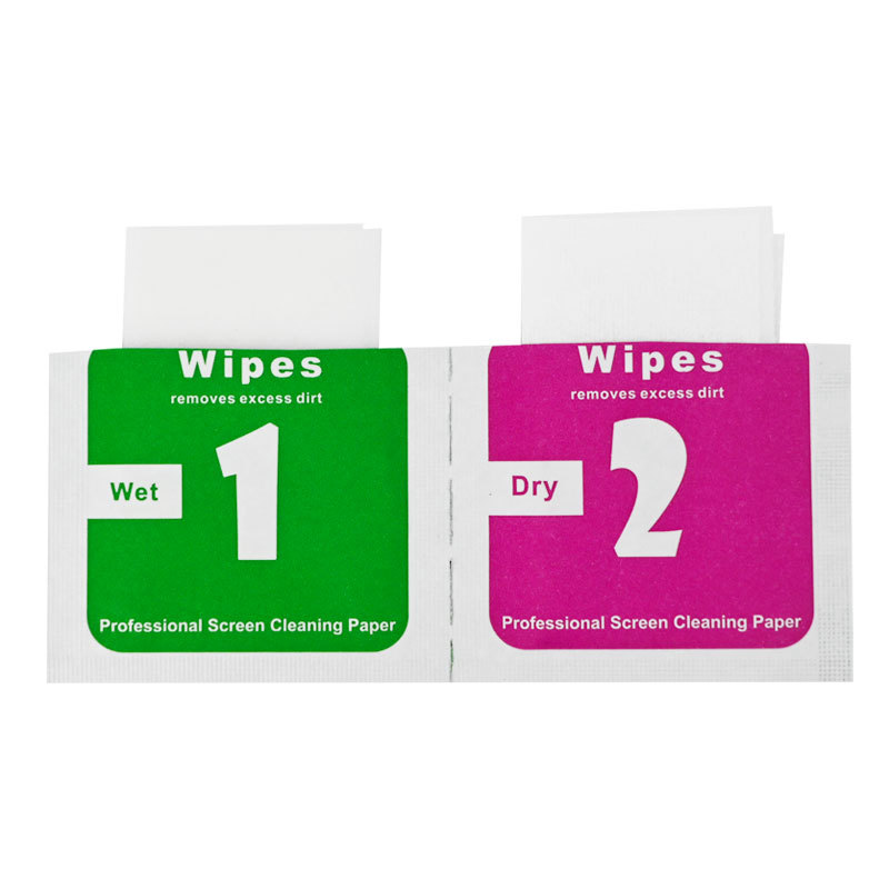 Spot Wholesale Dry and Wet Alcohol Bag Mobile Phone Tempered Film Film Wet Wipes Screen Cleaning Cloth 1+2 Dry and Wet Alcohol Bag
