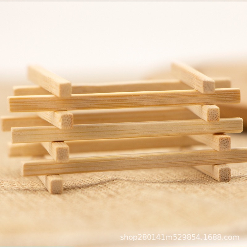 DIY Handmade Building Model Three-dimensional Composition Material Small Bamboo Round Stick Bamboo Stick Bamboo Square Bamboo Pieces Bamboo Stick