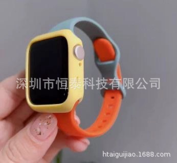 Suitable for Iwatch1234567Se/ Series8 Apple Silicone 8-Character Butterfly Buckle Small Waist Strap