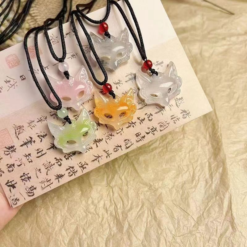 New Fox Mask Necklace Chinese Style Aesthetic Pendant Guardian Fox Necklace for Men and Women Woven Couple Best Friend Gift
