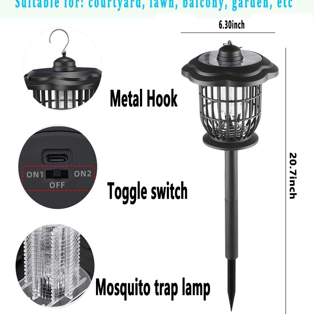 Upgraded Solar Mosquito Killer Lamp, Household Lighting Mosquito Trap Lamp, Outdoor Mosquito Repellent Lamp, Solar Mosquito Killer Lamp, Fly Killer Lamp