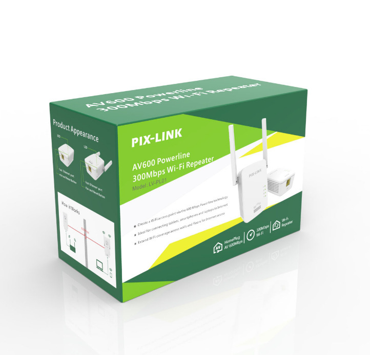 Pix-link WiFi Power Cat Wireless Set a Pair of 300M Wireless HoMe Signal Extender