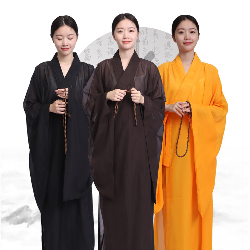 Костюм Haiqing Jushi для женщин, тонкий прозрачный медитационный костюм на весну, лето, осень и зиму, длинная рубашка коричневого, черного и желтого цветов