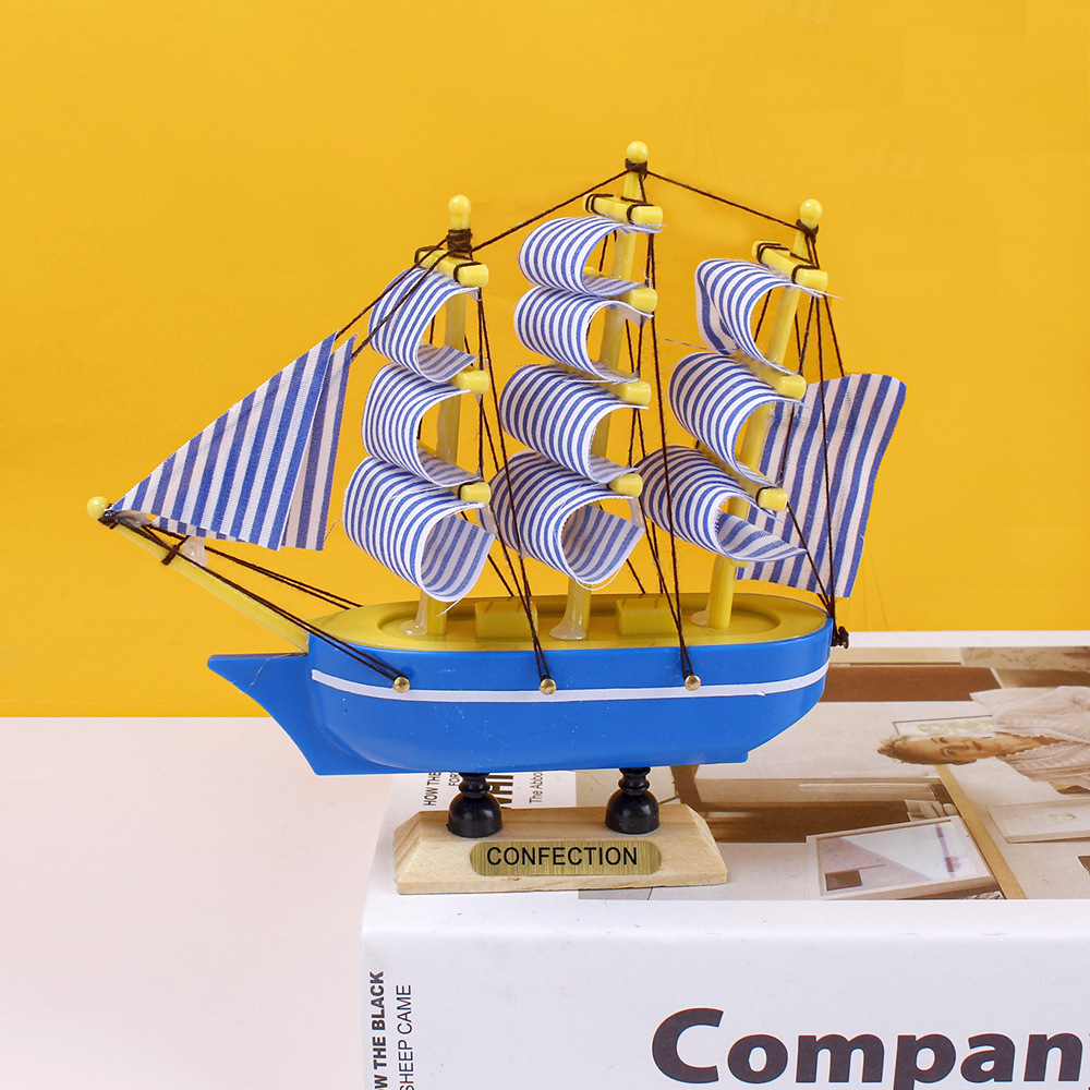 14cm Plastic Sailboat Mediterranean Style Creative Desktop Ornaments Smooth School Season Cake Dress Up