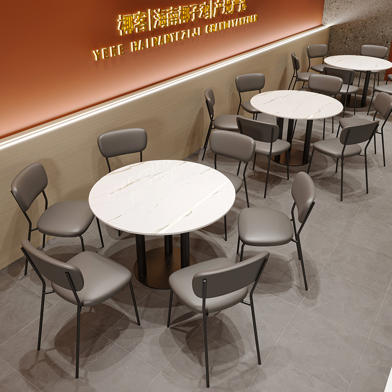 Southeast Asian Booth Seating Sofa Dining Industrial Style Dining Table and Chairs Commercial Combination Hong Kong-Style Tea House Restaurant All Solid Wood Round Table