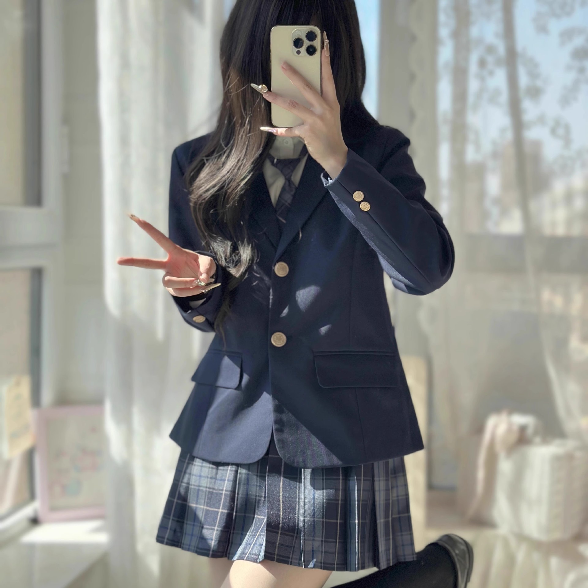 Куртка униформы JK в японском школьном стиле для девочек, универсальный осенне-зимний костюм с клетчатой юбкой, не требует глажки
