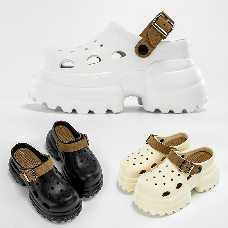 Super High-Heeled Eva Stepping on Poop, Outdoor Garden Shoes, Beach Shoes, Summer Two-Wear Sandals, DIY Thick-Soled Clogs for Women