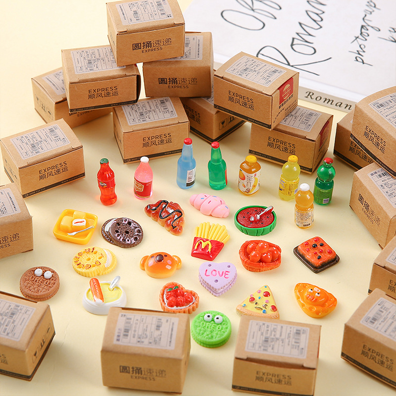 New Mini Express Box Package Toy Blind Box Play House Miniature Supermarket Cartoon Ornaments Wine Bottle Food Toys and Others