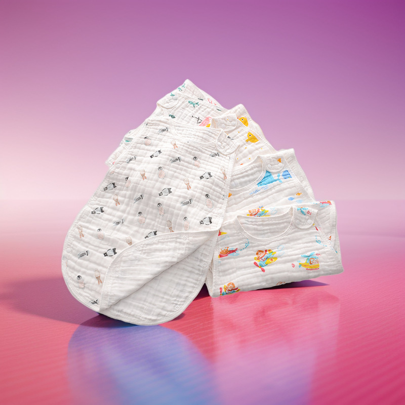 Спальный мешок из марли для новорожденных, весенне-летний, тонкий, двухслойный, анти-кик, четыре-шесть слоев, хлопковая марля