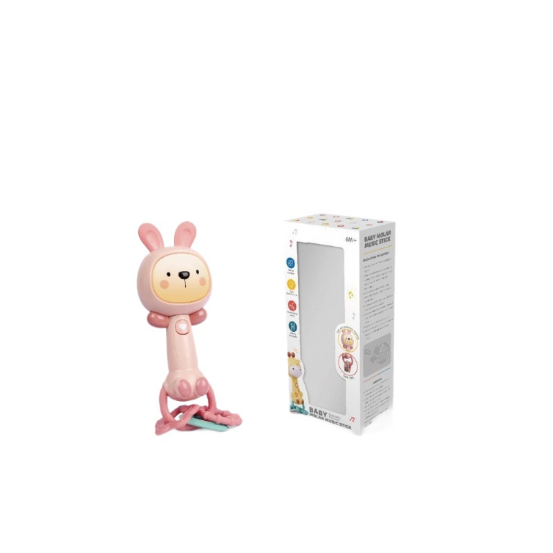 Cross-Border Baby Rattle Light Music Cartoon Teether Rhythm Stick Hand Soothing Bb Stick Music Toy Rattle
