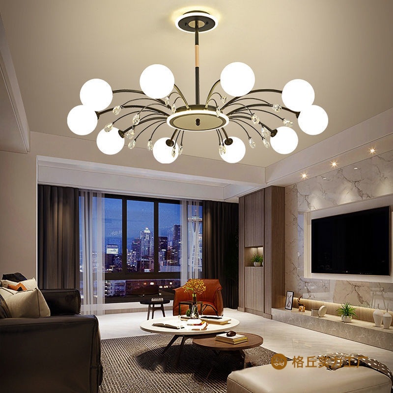 Nordic Chandelier, Simple, Modern and Atmospheric Living Room Lamp, Creative and Personalized Bedroom Lamp, Internet Celebrity Magic Bean Molecular Lamp, Restaurant Lamp