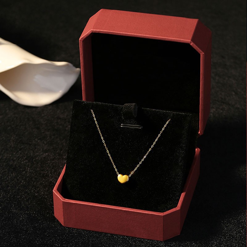 Internet Celebrity Gold Heart Pendant Necklace 18K Gold-Plated Necklace 2024 New Style for Chinese Valentine's Day to Give to Your Girlfriend