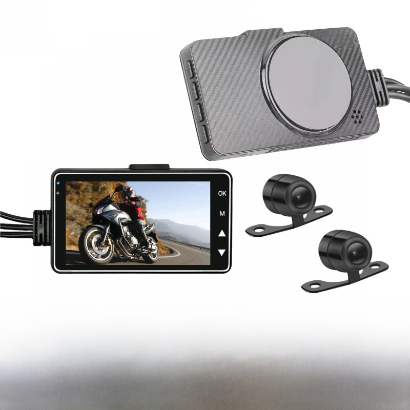 3-inch motorcycle motorcycle driving recorder HD 720p waterproof dual lens plastic shell riding recorder