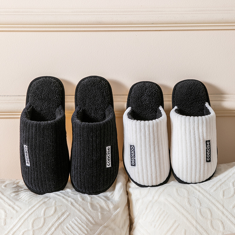 Cixi Cotton Slippers Spring and Autumn and Winter Men's Home Indoor Non-slip Home Warm Couple Winter Fur Plush Women