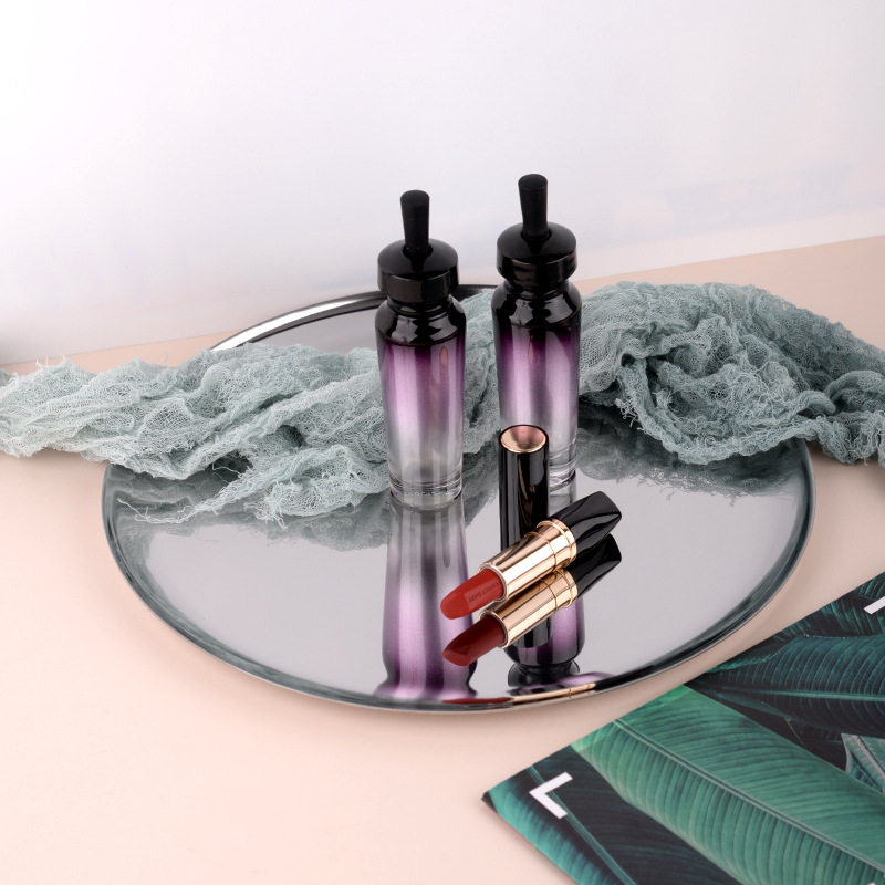 Factory wholesale metal round tray stainless steel disc golden decorative fruit tray tea tray metal storage tray