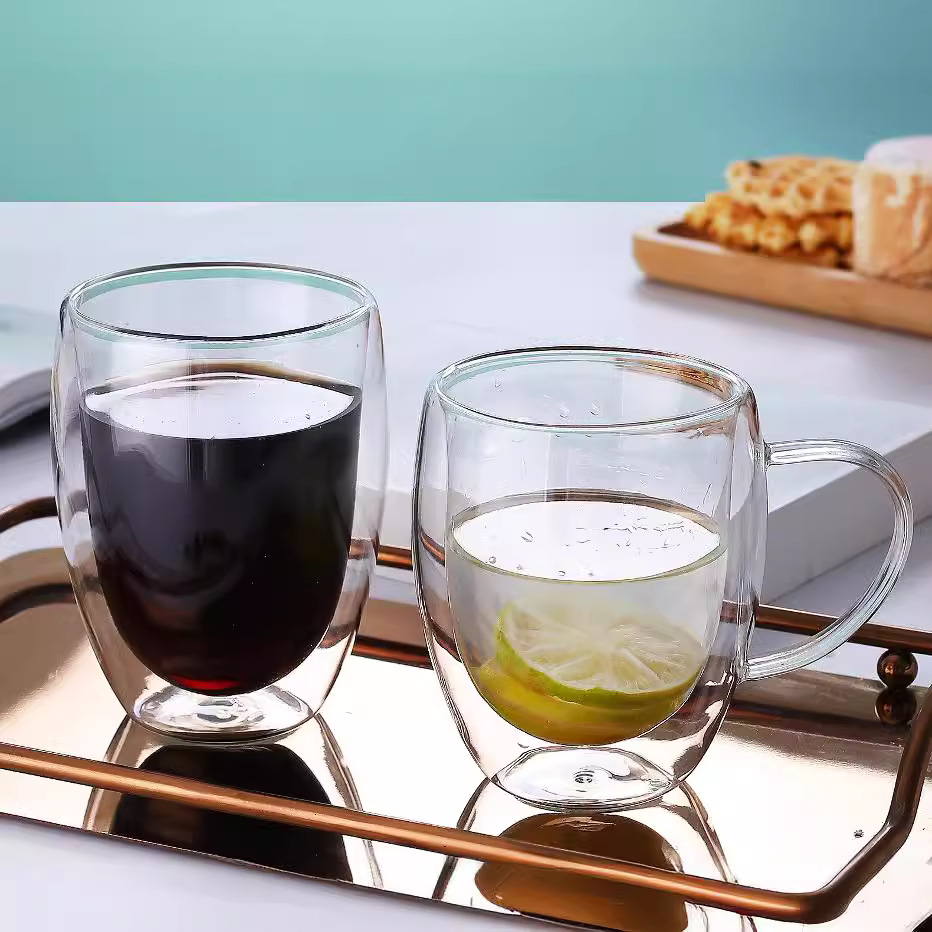 Double-layer glass High Borosilicate heat-resistant household juice milk coffee cup round egg-shaped transparent heat-insulated tea cup