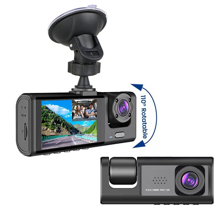 C309 HD 1080p 2-inch screen driving recorder 3-way three-lens parking monitoring with night vision car DVR