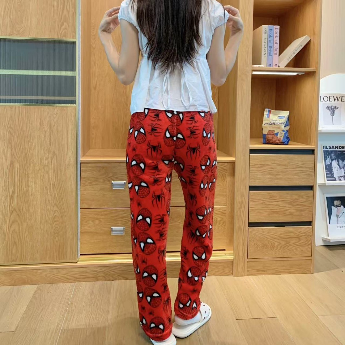 Foreign Trade Large Size Cartoon Flannel Pajamas for Women Autumn and Winter Thickeneded Fleece-Lined Warm Pajamas Home Clothes Winter Pants