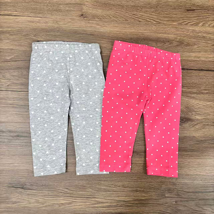 Европейские и американские экспортные хлопковые повседневные штаны для малышей, длинные пижамы для девочек, домашние штаны для детей