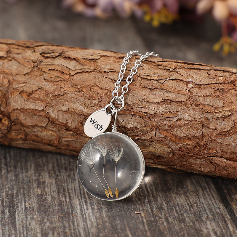 Wish cross-border new fresh simple wind three dandelion time gem pendant necklace wholesale